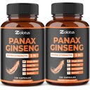 Zolotus Korean Red Panax Ginseng + Ginkgo Biloba, Ashwagandha, Beetroot, Grønn Te - 120 Kapsler (Pack of 2)