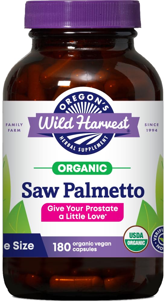 Oregons Wild Harvest Certified Organic Saw Palmetto Herbal Capsules, 180 greve