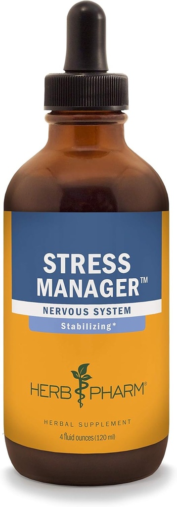 Herb Pharm Stress Manager flytende herbal formel med Rhodiola og hellig basil flytende ekstrakter - 4 Ounce