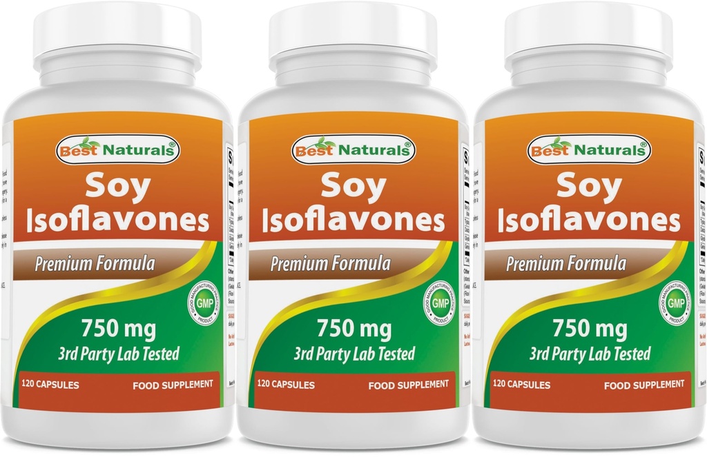 Beste Naturals Soya Isoflavoner 750 mg 120 kapsler (120 greve (pakke på 3))