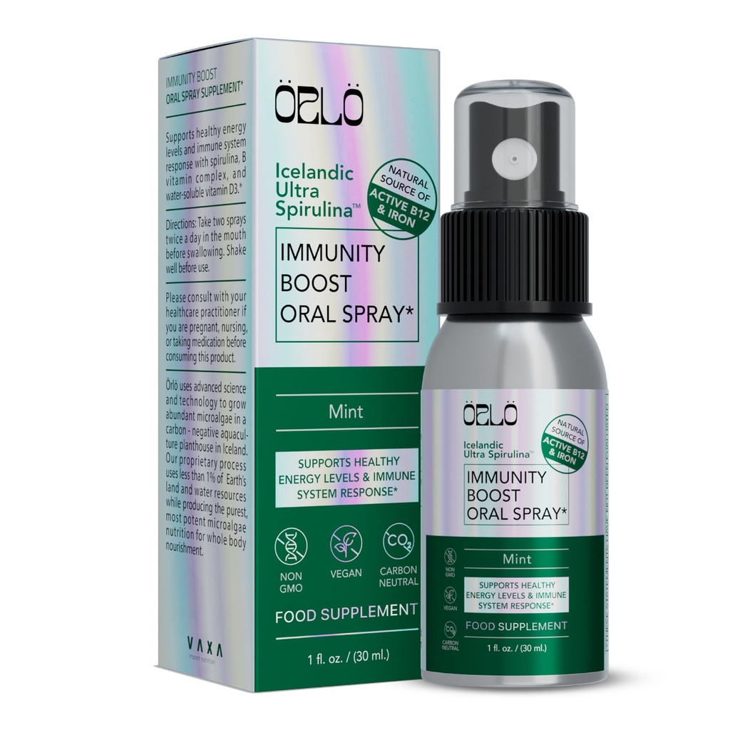 Orlo Immunitet Økt Multivitamin Supplement for voksne Spray - Spirulina, Bioactive Vitamin B Complex, B12 Metylkobalamin, vitamin D3 - Energi, hjerne og immun helse (opp til 60 Services)