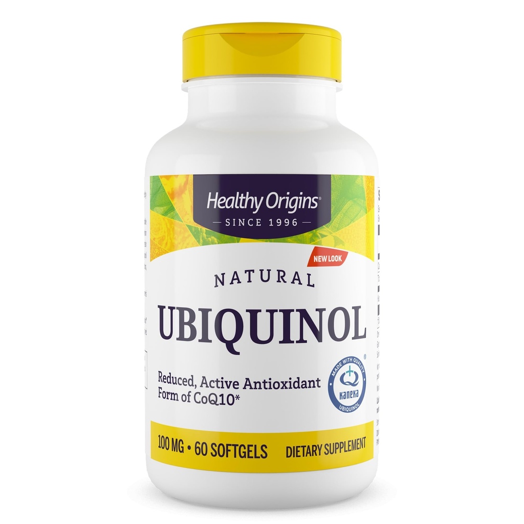 Sunn opprinnelse Ubiquinol 100 mg (Kaneka QH, ikke-GMO, Glutenfri, hjertestøtte, energistøtte), 60 Softgels