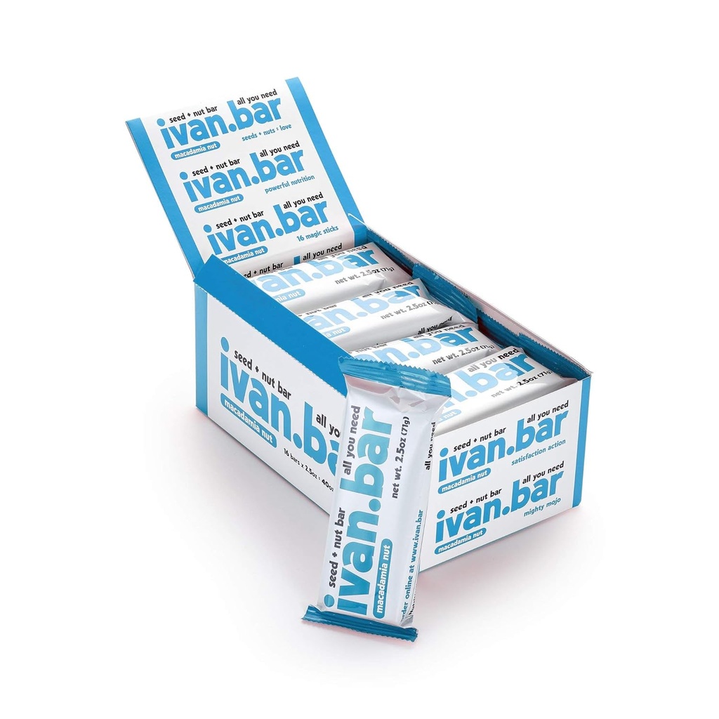 ivan.bar Protein pakket energi Snack Bar | gir sunn energi | Vegan, alle naturlige ingredienser | Soja, Dairy & Glutenfri (Coconut Almond Macadamia, 2,5 Ounce (Pack of 16 Bars))