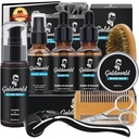 Beard Kit, Beard Grooming Kit w/Beard Wash/Shampoo,2 Pakker Beard Oil,Bard Balm,Bard Vaske,Barn,Comb,Scissor,Storage Bag,E-bok,Beard Care & Trimming Kit