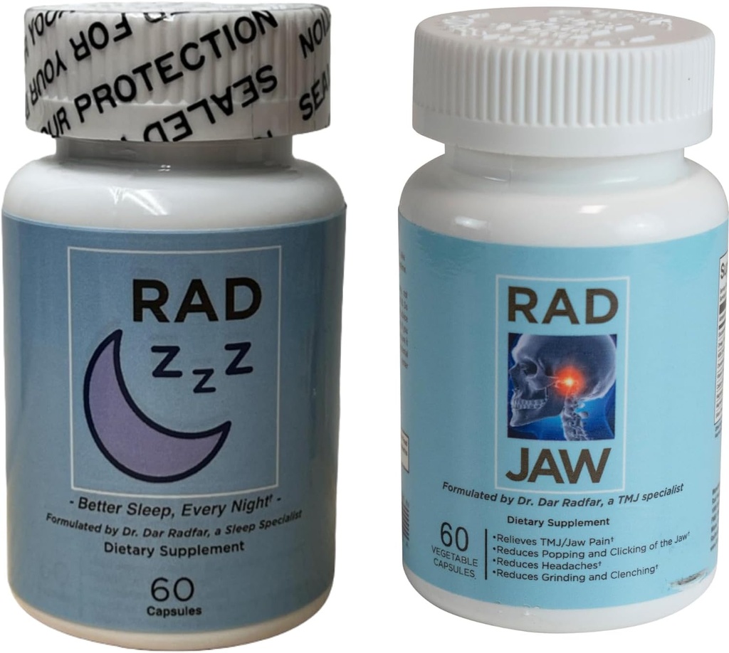 Rad ZZZ Rad Jaw Bundle Natural Rest Aid og TMJ Relief Supplement, Alleviate Jaw Smerte, Reduser tannsliping og Clenching, utviklet av en tannlege, laget i USA
