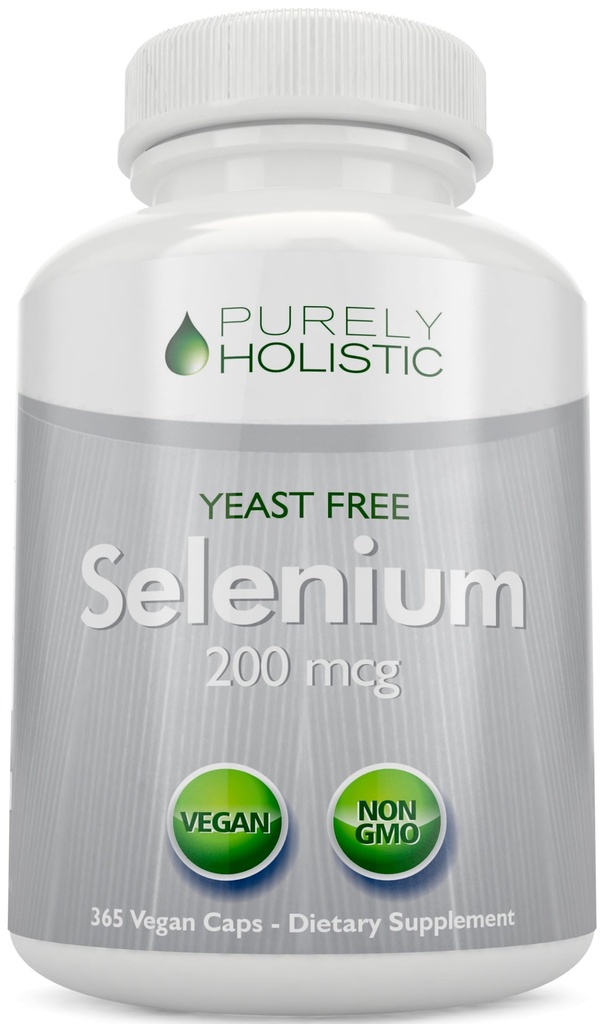Selenium 200mcg - 365 Vegan Capsules ikke tabletter - ren og yeast gratis L-Selenometionin for forbedret absorpsjon - Thyroid, hjerte og immunsystem støtte - Antioksidant Trace Mineral - laget i USA