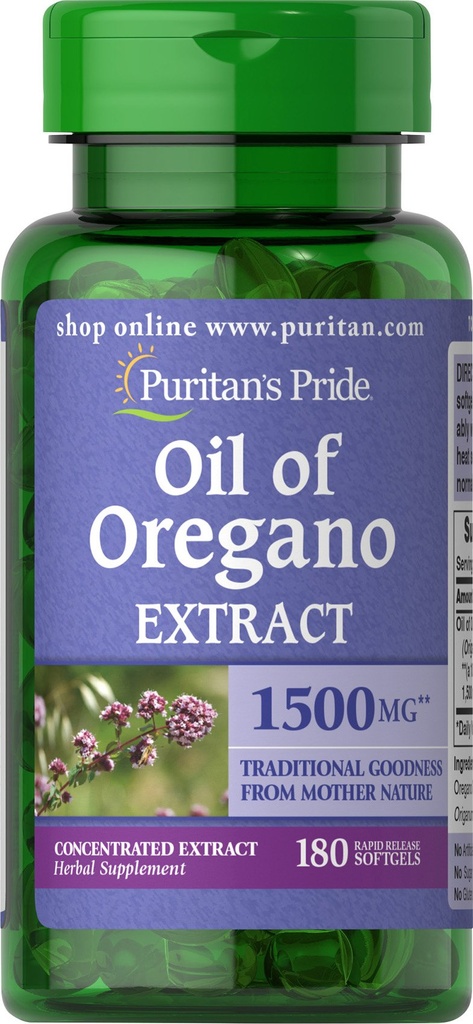 Puritan Pride Oil av Oregano Extract 150 mg Softgels, 180 teller