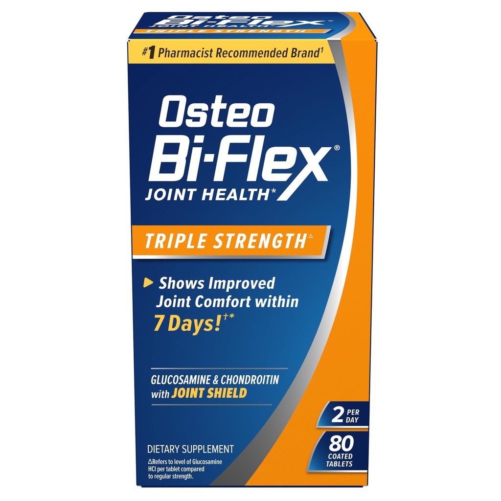 Osteo Bi-Flex trippel styrke, glukosamine Chondroitin med vitamin C felles helse supplement, belagte tabletter, 80 telling