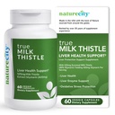 NatureCity TrueMilkTistle | Melk Thistle Supplement 525mg | Melk Thistle (80% silymarin) inneholdende 420mg Silymarin | Antioksidant Støtte | Liver Support Supplement | 60 Veggie Kapsler
