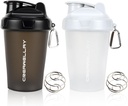 2 pakke Shaker flasker for proteinblandinger, 17 oz liten protein Shaker flaske med håndtak, Gym Shaker kopper med blandings ball for pre trening, BPA-fri og oppvaskmaskin trygt(svart, hvit)