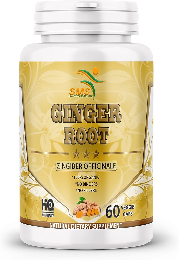 Organisk Ginger Root Powder (Zingiber officinale) Digestiv støtte - 60 Veggie Kapsler