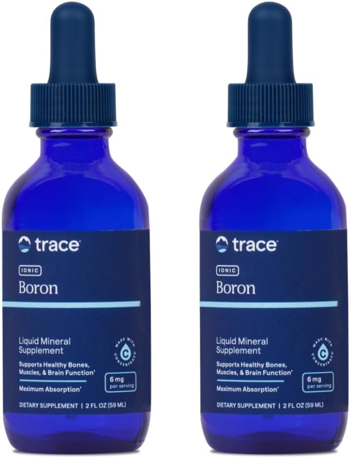 Trace Minerals Ionic Boron - Flytende ionisk bor Supplement for daglig helse støtte - Bein, Muskel og sammenhengende vevsstøtte - Sunn Mindset - Vegan & Glutenfri - 2 fl oz (96 Services, 2 Pack)