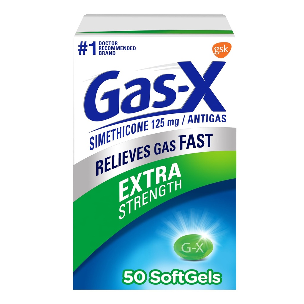 Gass-X ekstra styrke gass relief Softgels med simetikon 125 mg - 50 teller