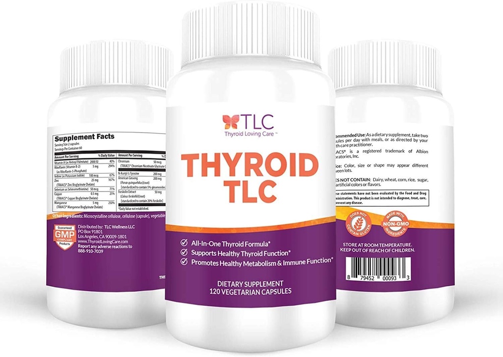 Thyroid TLC - Alt-i-One Thyroid støtte formel med jodin, selen og maganes (120 vegetariske kapsler)