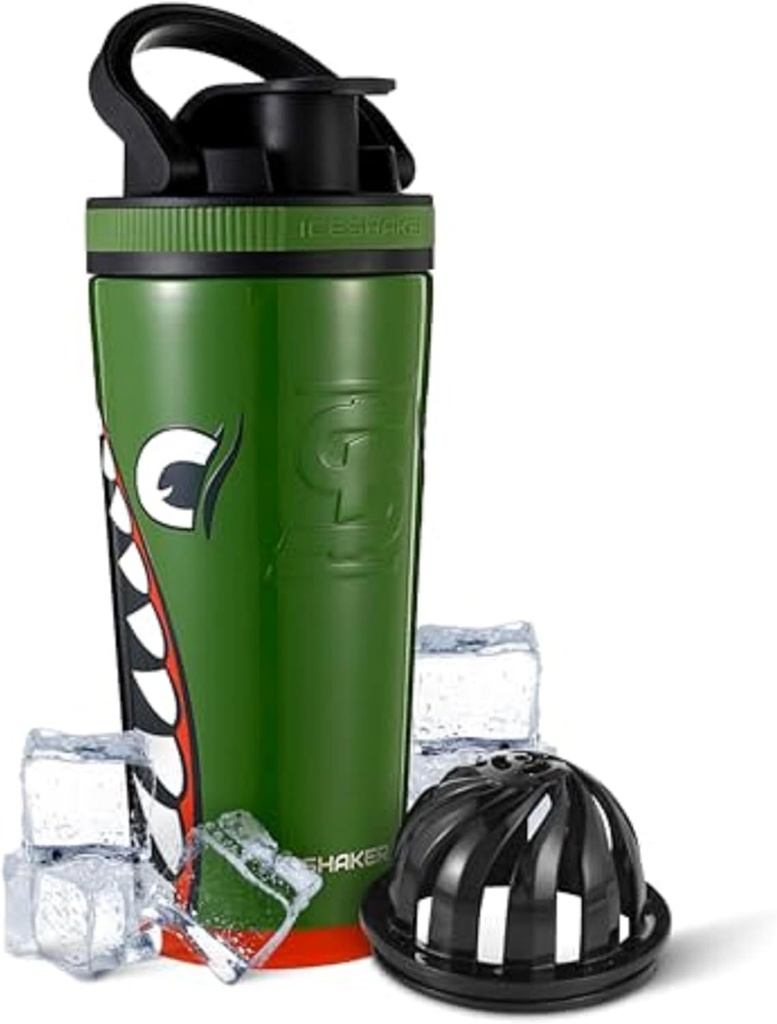 Ice Shaker isolert rustfritt stål Shaker flaske | 26oz, Bomber | Kald i 30+ timer | Isolert cup med Twist-on Agitator | Odor-fri flaske for proteinshakes, vann, smoothies, cocktails