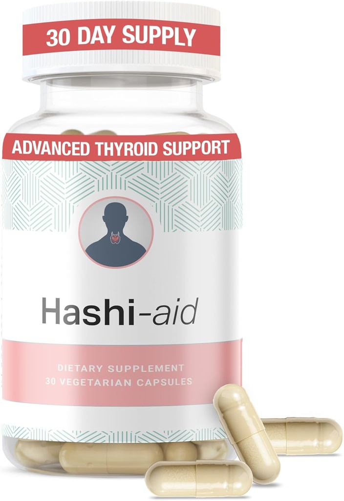 IBDassistTM Hashi Aid Thyroid støtte for kvinner og menn - Thyroid Supplement for Hashimotos sykdom og hypothyroidisme * - pakket med Ashwagandha, Selenium, sink, essensielle vitaminer og mer - 30 kapsler