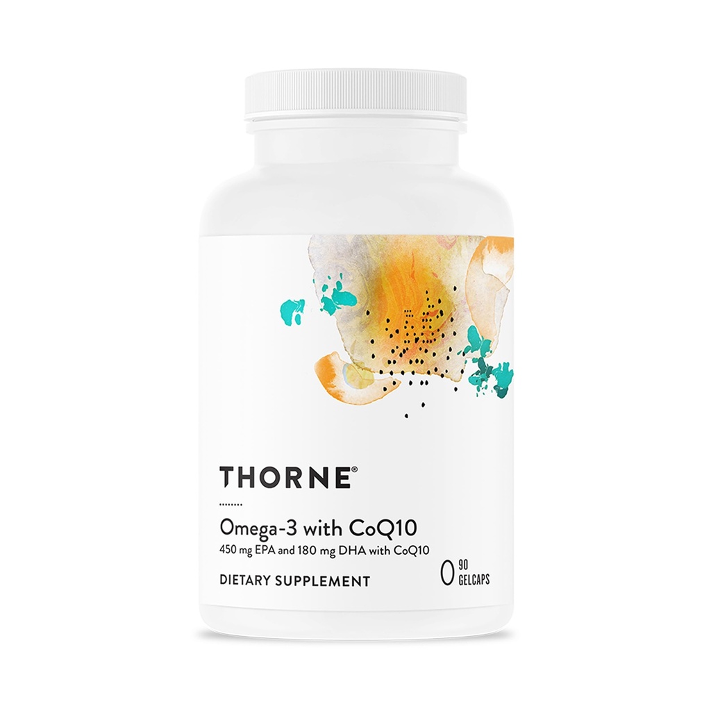 THORNE - Omega-3 med CoQ10 - Omega-3 fettsyrer Supplement med CoQ10 - EPA og DHA - 90 Gelcaps