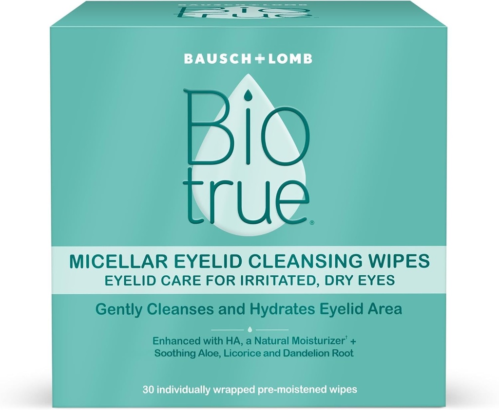 Biotrue Micellar Eyelid Care for irriterte og tørre øyne renser visker, fra Bausch + Lomb, multi, 30 greve