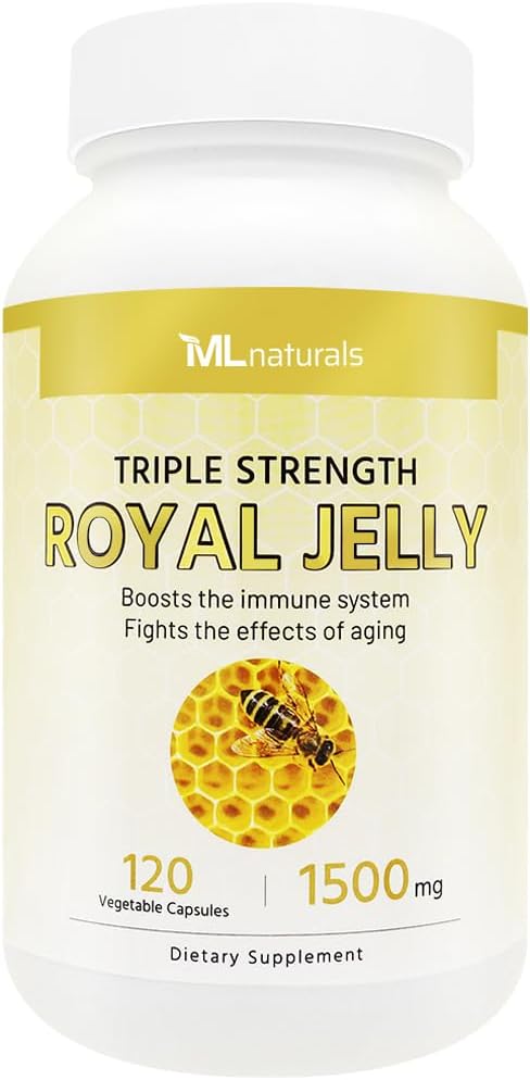 ML Naturals Royal Jelly 1500 mg 120 Grønnsaker kapsler, tilsvarende 6% (27 mg) 10-HDA. Free, NSF-sertifisert og cGMP-Compliant