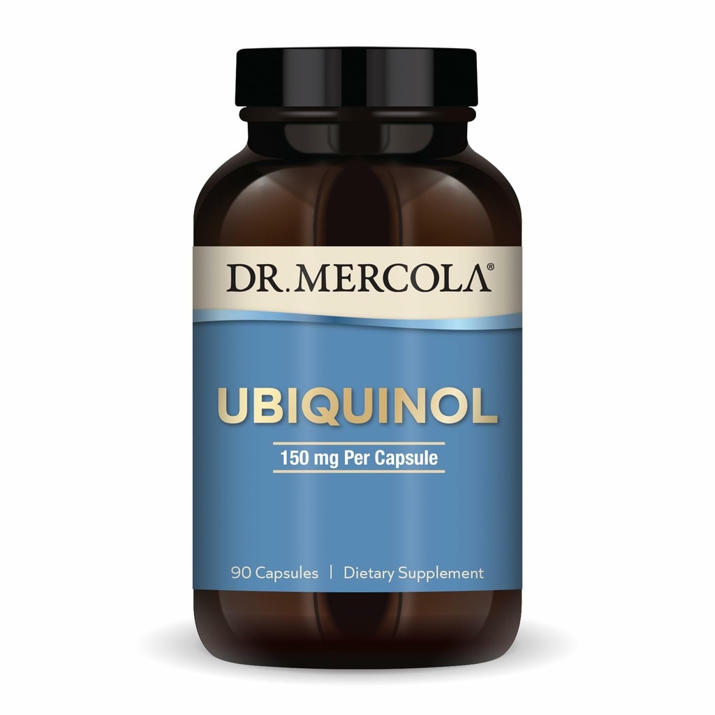 Dr. Mercola Ubiquinol - 150 mg Ubiquinol - støtter energiproduksjon - Antioksidant Supplement - Ikke-GMO, Glutenfri og soya-fri - 90 kapsler (90 serveringer)