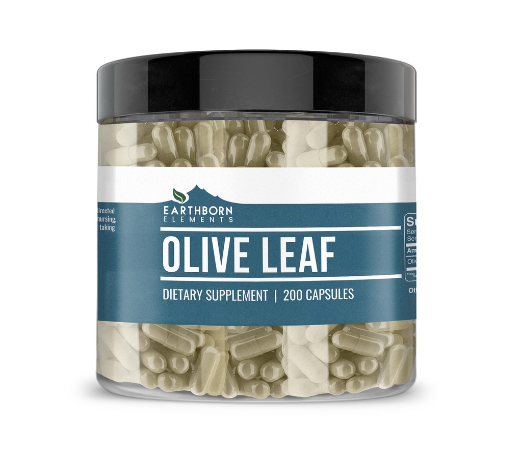 Jordbårne elementer Olive Leaf Extract 200 kapsler, ren & ufortynnet, ingen additiver
