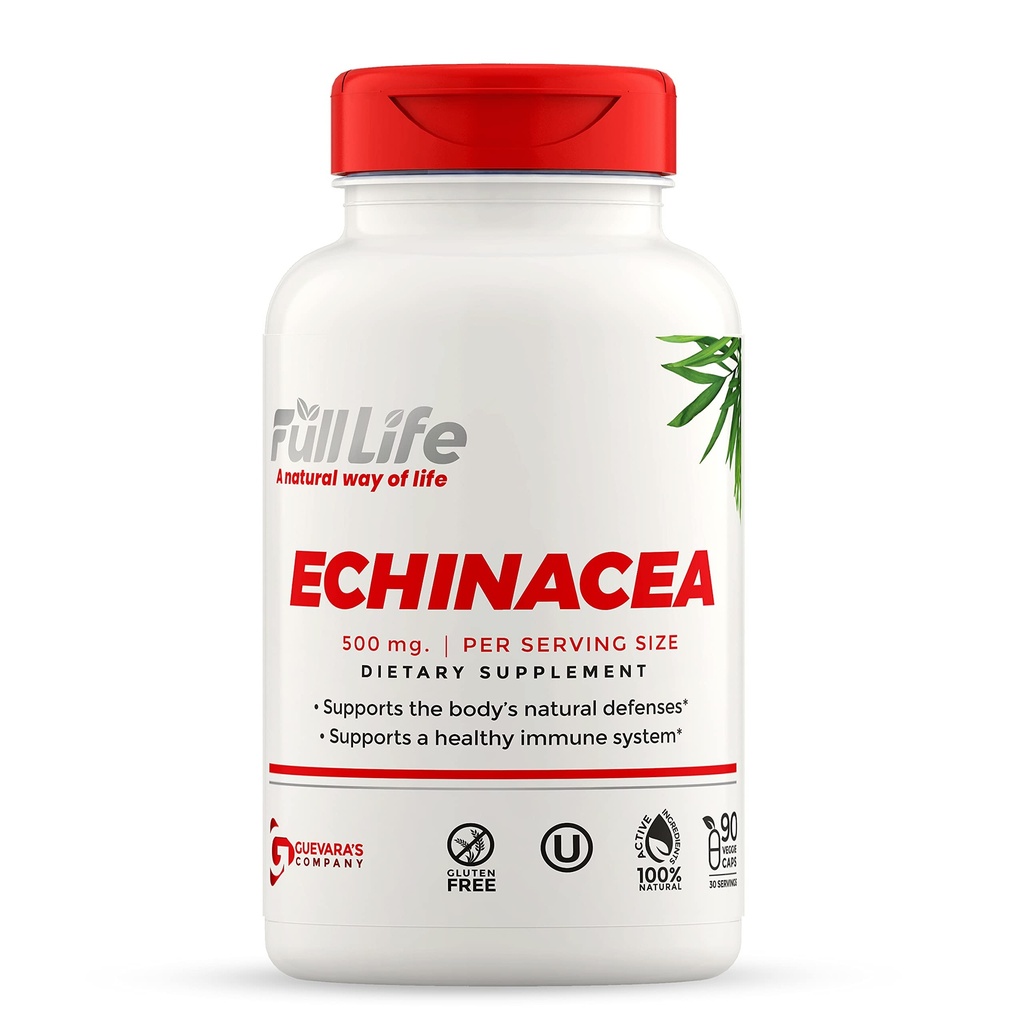 Full levetid Echinacea Capsules - Herbal kosttilskudd - Immune Support Supplement - Echinacea Purpurea piller for kvinner og menn -Kosher, Glutenfri - 90 Veggie Capsules