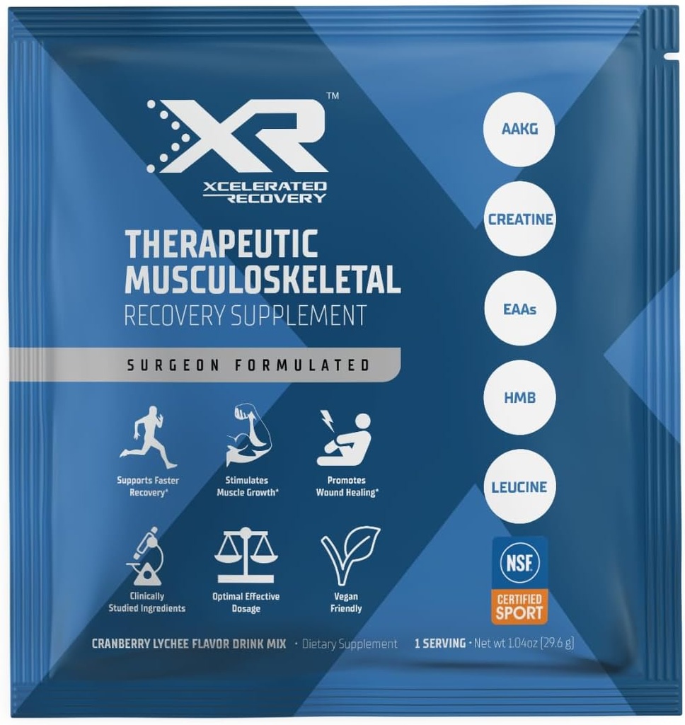XRTM Therapeutic Scandic Recovery Supplement 14-Pack | Skade og kirurgi Recovery | Aminosyrer, HMB, Kreatin, AAKG | Cranberry Lychee Flavor pulverdrikk Blande | NSF Sertifisert for Sport