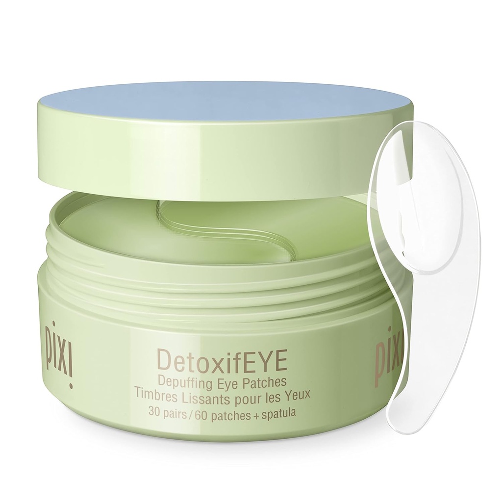 Pixi DetoxifEYE Defuffing Hydrogel Under-Eye Patches, Cucumber, Hyaluronsyre og koffein For Puffy øyne og mørke sirkler, Hydrate øyeområde, 30 par, 60 Patches