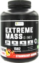 Ekstrem Mass Weight Gainer Muskelbuilder, 10 lb (4,54 kg) med mindre sukker for intens trening laget av høy kaloriforsterket myseprotein (Strawberry-Banana)