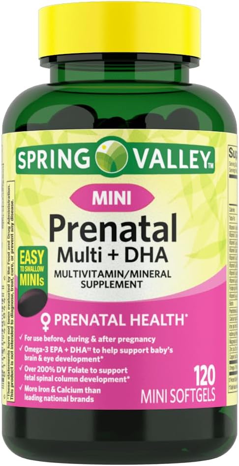 IKJ Mini Prenatal Multi + DHA Komplett flervitamin / flerliteneralt Supplement Mini Softgels, 120 Teller