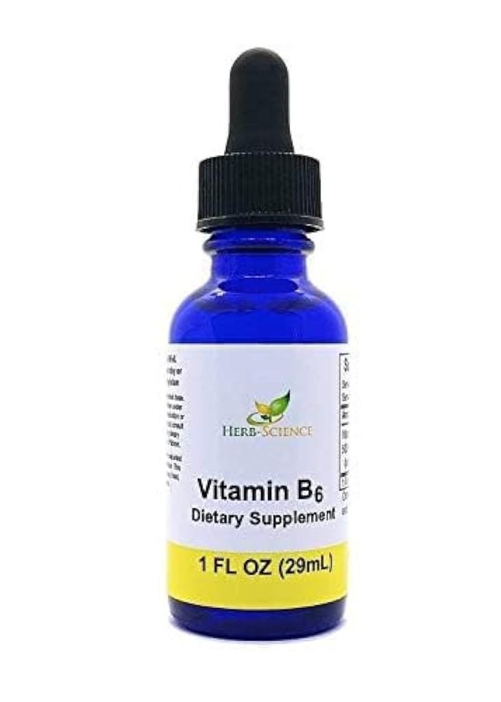 Væske Vitamin B6 Drops - Pyridoxin Ekstrakt Kosttilskudd for å støtte hjernefunksjon, immunisme, nervesystem, hjertehelse, metabolisme - 500% DV, 36 Serveringer per flaske - 1 fl oz.