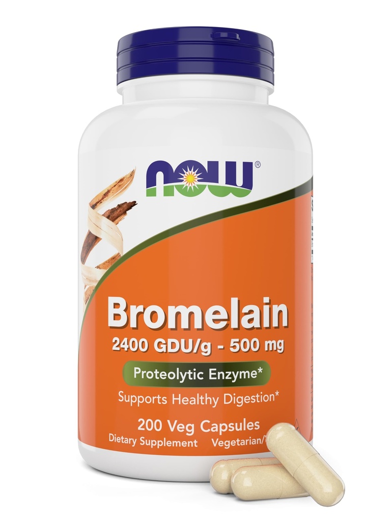 Nå Bromelain 500 mg, 200 Veg Kapsler - Naturlig Pineapple, Proteolytisk Enzyme Supplement, 2400 GDU