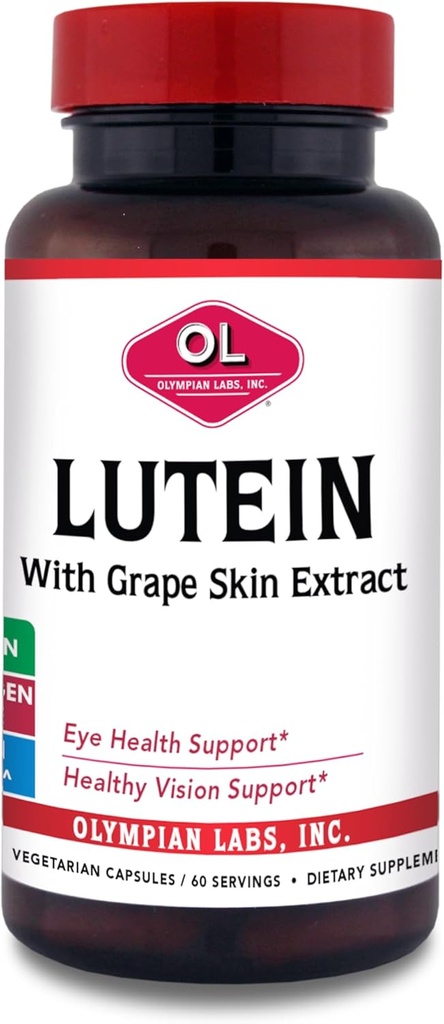Olympian Labs Lutein 20 mg, 60 kapsler formet med Floraglo og Grape hudekstrakt, støtte sunn visjon og øyefunksjon
