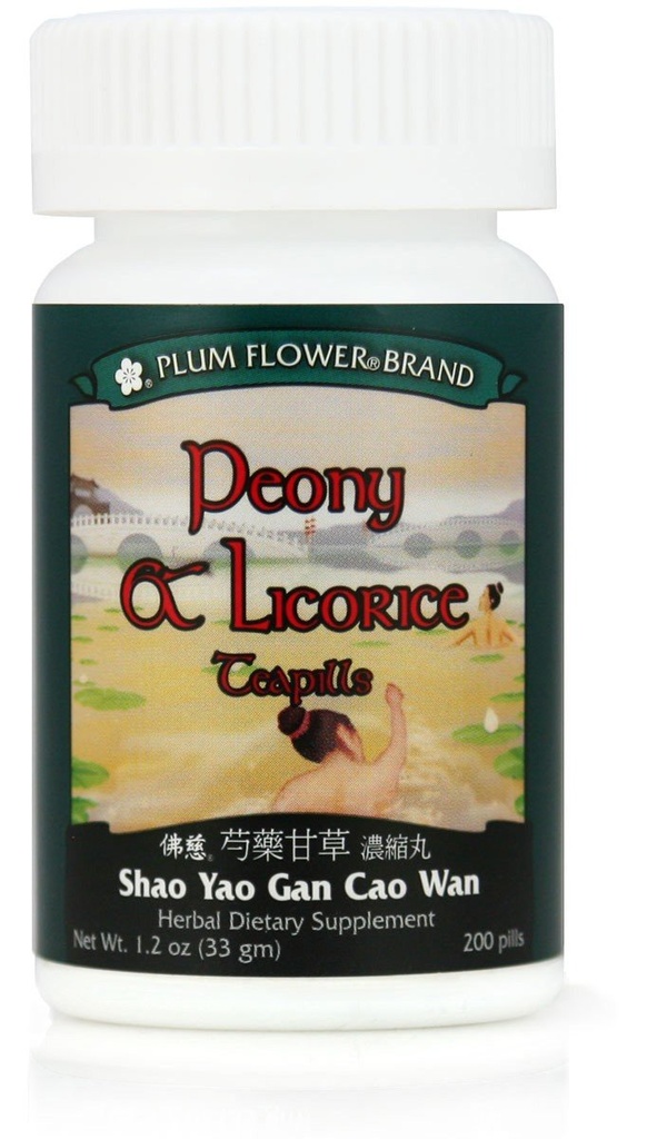 Peony & Lisk tepiller (Shao Yao Gan Cao Wan), 200 ct, Plum Blomster