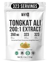 Whyz Tongkat Ali pulver 113g, ren Longjack 200:1 Extract Eurycoma Longifolia Supplement pulver for økt fysisk ytelse og velvære, Longjack Tongkat Ali for menn og kvinner, 323 serveringer