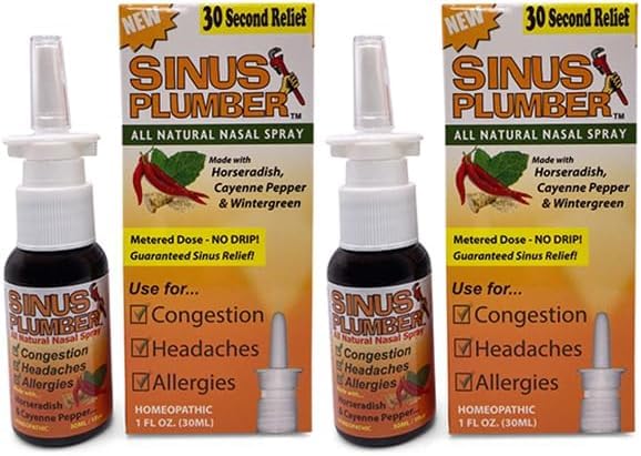 2-pakke Sinus Plumber Nasal Spray - Den Ultimate Congestion Buster med Hesteradish & Capsaicin