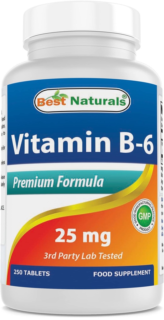 Beste Naturals Vitamin B-6 25 Mg Tabletter, 250 Count