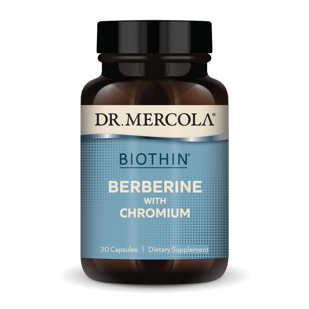 Dr. Mercola Biothin Berberine med kromium - Støtter sunn metabolsk funksjon - forbedret absorpsjon - ikke-GMO, Glutenfri og soya-fri - 30 kapsler (30 serveringer)