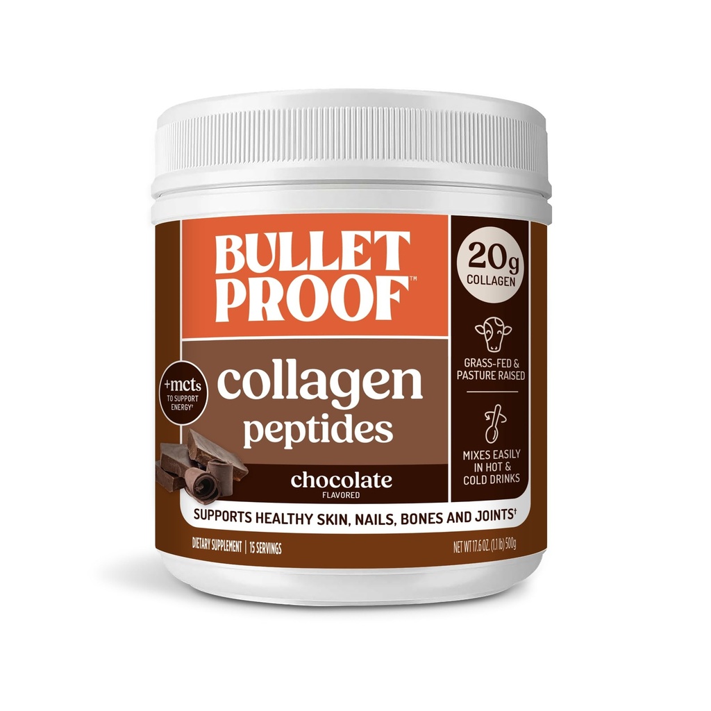 Kulesikker sjokolade kollagenprotein pulver med MCT olje, 19g protein, 17.6 Oz, collagen peptider og aminosyrer for sunn hud, bein og ledd, emballasje May Vary