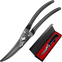 Kjøkken Shears Heavy Duty, Premium kjøkkensakser rustfritt stål, 8. - Poultry Shears Ultra Sharp for bein kylling kjøtt, matsakser Anti-Slip håndtak, svart Titanium belagt, våren lastet