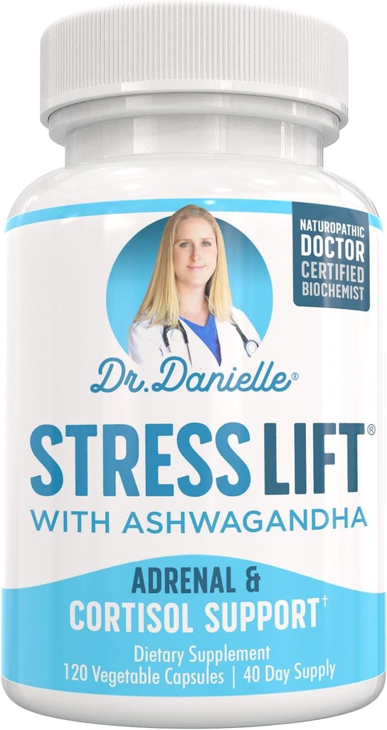 Stress Lift | Beste Ashwagandha Supplement - 5 i 1 organisk stress relief, Adrenal støtte, Joy, Mood & Thyroid støtte | Relax the Mind, Boost Mood, Relieve Stress 120 Vegan Kapsler