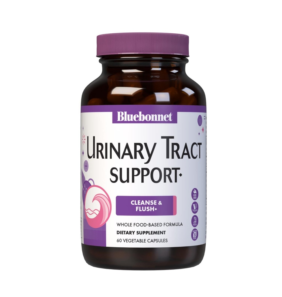 Bluebonnet Nutrition Urin Tract Support, Cleanse & Flush*, Soya-fri, Glutenfri, Kosher-sertifisert, Ikke-GMO, Dairy-Free, Vegan, 60 Grønnsaker Kapsler, 30 Services