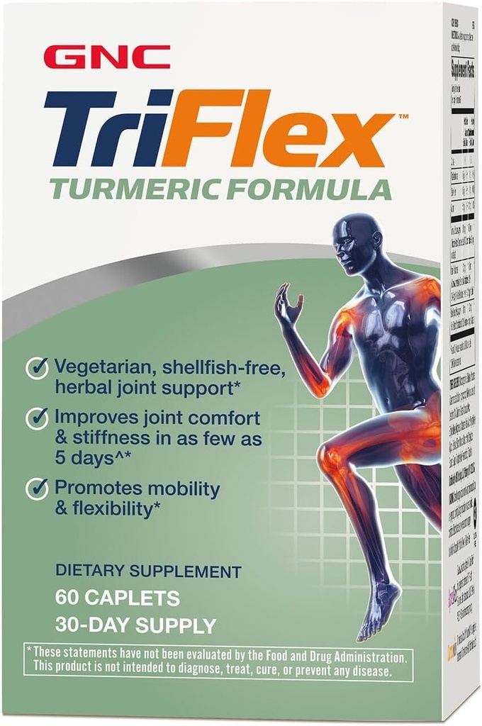 GNC TriFlex Turmeric Formula, forbedrer felles komfort og stivhet, fremmer mobilitet og fleksibilitet, 60 kapler