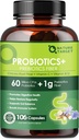 Probiotika for kvinner Digestiv Helse med Prebiotic Fiber - Fiber Supplement med 60 milliarder Probiotika for regelmessighet & Gut Cleanse - Støtter Avslappende parabolitet - 106 Veggie Capsules