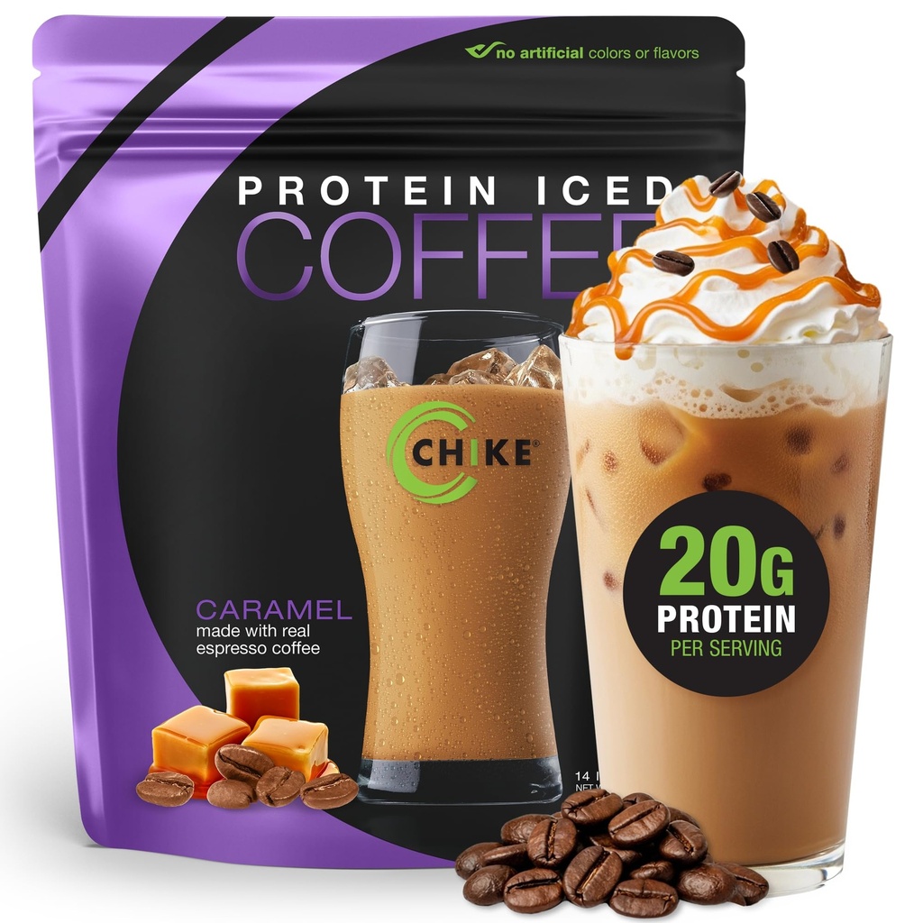 Chike Caramel høyprotein Iced Kaffe, 20 G Protein, 2 Shots Espresso, 1 G sukker, ketovennlig og glutenfri, 14 serveringer (14.3 Ounce)
