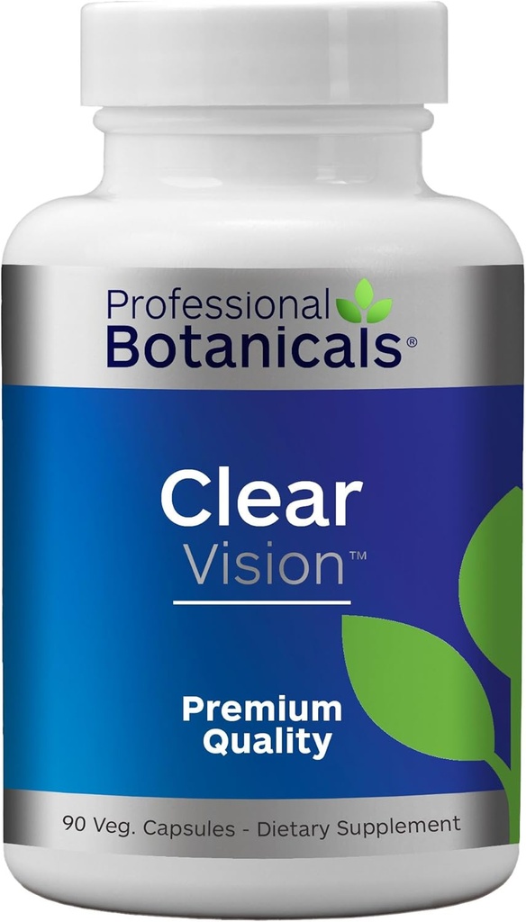 Professional Botanicals Clear Vision Eye Vitamins - Lutein, Zeaxanthin støtter øyestrekning, tørre øyne og visjon helse – 90 vegetariske kapsler