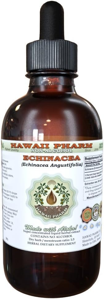 Echinacea alkohol-fri flytende ekstrakt, Echinacea (Echinacea Angustifolia) tørket rot glykeritt Hawaii Pharm Naturlig Herbal Supplement 4 oz