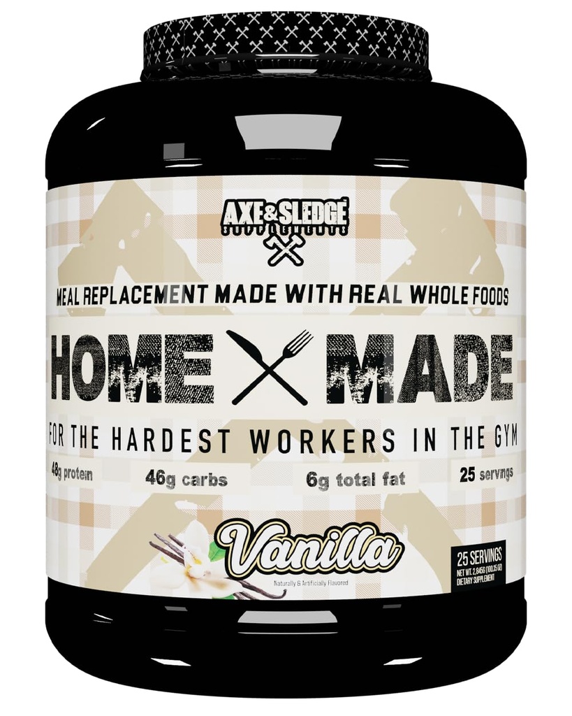 Axe & Sledge kosttilskudd hjemmelaget hele maten-basert måltid erstatning pulver, 25 serveringer (pakke med 1) (Vanilla)