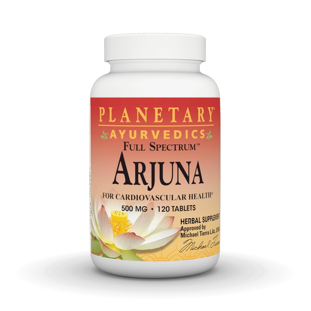 PLANETARISK HERBALS Arjuna Full Spectrum Ayurvedic Næringstilskudd, 550 Mg, 120 greve