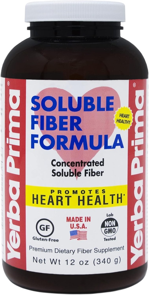 Yerba Prima Oppløselig Fiber Formula pulver, 12 Ounce - Premium Dietary Fiber Supplement, Naturlig, Konsentrert Oppløselig Fiber, Glutenfri, Ikke-GMO, laget i USA